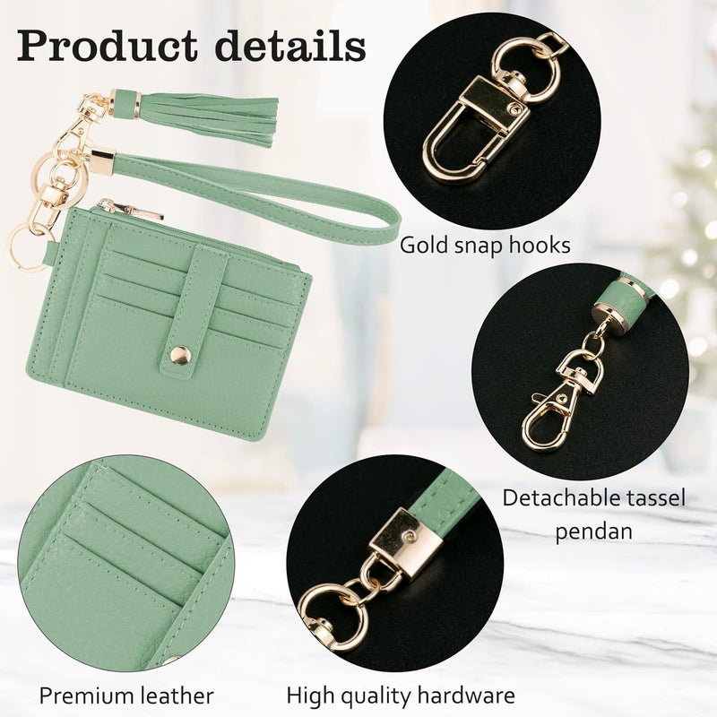 KNGITRYI Small Wristlet Wallets for Women RFID Credit Card Holder Wallet Keychain Wristlet Wallet Credit Card Wallets for Women (Green) - Image 3